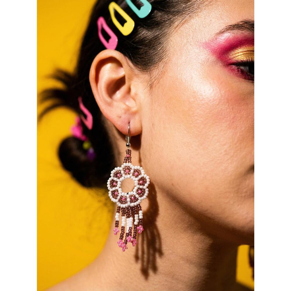 Floral Mandala Beaded Earrings